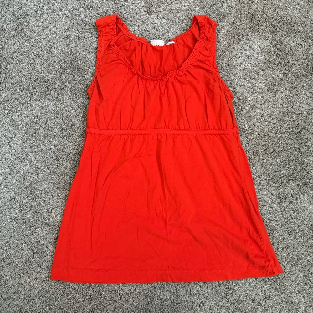 Y2K Red orange ruffle tank top